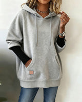 Lara | Damen Hoodie modern & elegant casual getragen – Grau