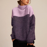 Michaela | Damen Lockere Strickpullover mit hohem Kragen – Flieder-Violett