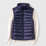 Dagmar | Damen Kurze Steppweste im Puffer Stil – Marineblau