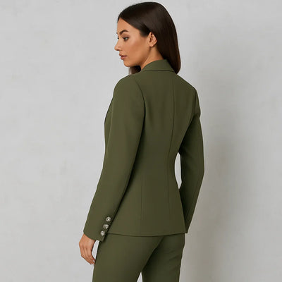 Damen Anzug Set Zweireihig Slim Fit Blazer & Hose