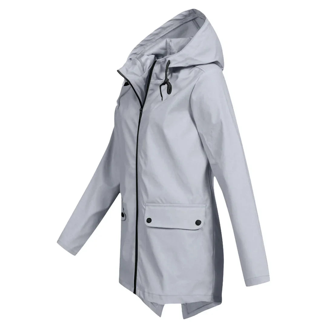 Damen Regenjacke mit Reißverschluss und Kapuze