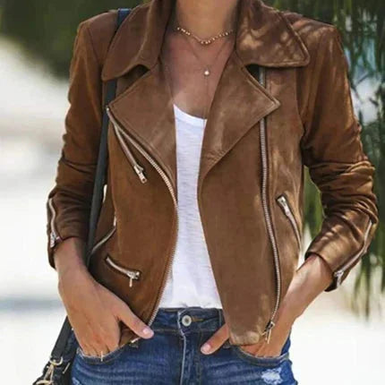 Damen Bikerjacke mit asymmetrischem Reißverschluss