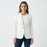Frieda | Damen Blazer Ein-Knopf Klassische Revers Tailliert – Blanco