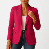 Frieda | Damen Blazer Ein-Knopf Klassische Revers Tailliert – Rosa Oscuro