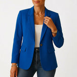 Frieda | Damen Blazer Ein-Knopf Klassische Revers Tailliert – Azul