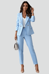 Damen Blazer Hosen Set – Hellblau