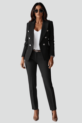 Damen Blazer Hosen Set – Schwarz