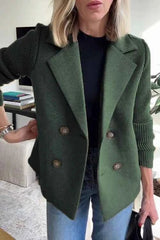 Damen Blazer Strickärmel Elegant – Grün