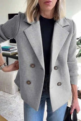 Damen Blazer Strickärmel Elegant – Grau