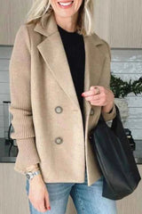 Damen Blazer Strickärmel Elegant – Khaki