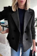 Damen Blazer Strickärmel Elegant – Schwarz