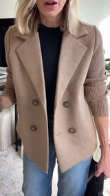 Damen Blazer Strickärmel Elegant – Braun