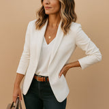 Katharina | Damen Blazer Tailliert Ein-Knopf Slim Fit Business Jacke – Weiß