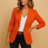 Katharina | Damen Blazer Tailliert Ein-Knopf Slim Fit Business Jacke – Orange