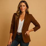 Katharina | Damen Blazer Tailliert Ein-Knopf Slim Fit Business Jacke – Braun