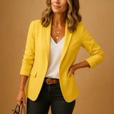 Katharina | Damen Blazer Tailliert Ein-Knopf Slim Fit Business Jacke – Gelb