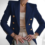 Lena | Damen Blazer Zweireihig mit Goldknöpfen Tailliert – Marineblau