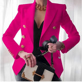 Lena | Damen Blazer Zweireihig mit Goldknöpfen Tailliert – Rosa