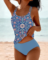 Mia | Damen Bohemian Tankini Set Mehrfarbig Ornament – Blau