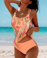 Mia | Damen Bohemian Tankini Set Mehrfarbig Ornament – Orange
