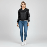 Damen Bomberjacke mit Reißverschluss Sportlich – Schwarz
