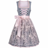 Ottilie | Damen Dirndl Oktoberfest Kleid mit Schürze – Hellblau