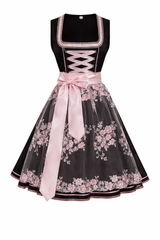 Ottilie | Damen Dirndl Oktoberfest Kleid mit Schürze – Schwarz