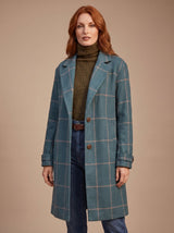 Elfriede | Damen Eleganter Karierter Winter Coat Taillierter Mantel – Dunkelgrün