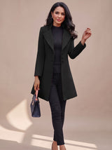 Hannah | Damen Eleganter Taillierter Trenchcoat mit Reverskragen – Schwarz