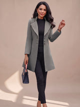 Hannah | Damen Eleganter Taillierter Trenchcoat mit Reverskragen – Grau