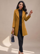 Hannah | Damen Eleganter Taillierter Trenchcoat mit Reverskragen – Gelb