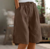 Greta | Damen Entspannte Kurze Hose Elastische Taille – Braun