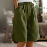 Greta | Damen Entspannte Kurze Hose Elastische Taille – Armeegrün
