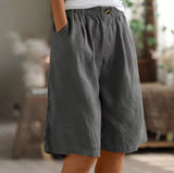 Greta | Damen Entspannte Kurze Hose Elastische Taille – Grau