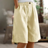 Greta | Damen Entspannte Kurze Hose Elastische Taille – Beige