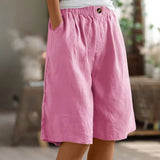 Greta | Damen Entspannte Kurze Hose Elastische Taille – Rosa