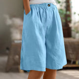 Greta | Damen Entspannte Kurze Hose Elastische Taille – Himmelblau