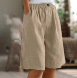 Greta | Damen Entspannte Kurze Hose Elastische Taille – Khaki