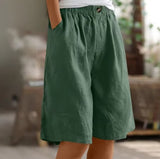 Greta | Damen Entspannte Kurze Hose Elastische Taille – Grün