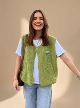 Clara | Damen Fleece Bodywarmer Ärmellose Weste – Grün