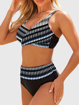 Hannah | Damen Geometrisch Gestreifter Zweiteiler Bikini Schnelltrocknend – Polka Dots