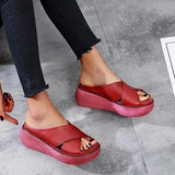 Leonie | Damen Gepolsterte Flache Sandalen Kreuzriemen – Rot