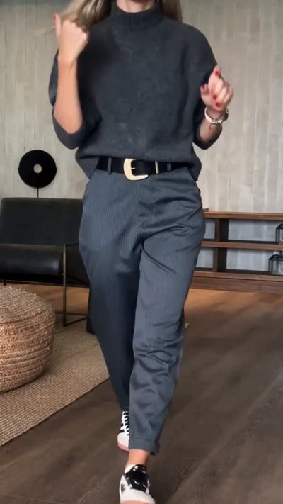 Damen gestreifte Pantalon mit lässigem Schnitt