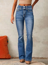 Frieda | Damen High Waist Bootcut Jeans Stretch Denim – Blau