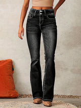 Frieda | Damen High Waist Bootcut Jeans Stretch Denim – Schwarz