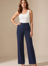 Greta | Damen Hochbund-Stoffhose Gerader Schnitt Elegant – Dunkelblau
