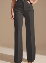 Greta | Damen Hochbund-Stoffhose Gerader Schnitt Elegant – Dunkelgrau