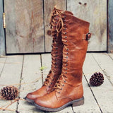 Lena | Damen Hohe Schnürstiefel im Reitstil mit Profilsohle – Braun