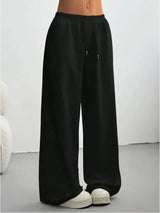 Damen Hose mit elastischem Bund und weitem Bein – Schwarz