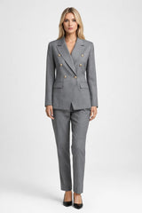 Damen Hosenanzug Elegant Business Zweiteiler – Grau